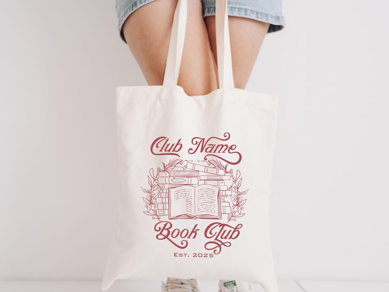 Custom Book Club Tote Bag, Personalized Reading Club Gift, Bookworm Gift, Bookish Gift, Book Lover Bag, Booktok Merch, Booktrovert Tote Bag image 2