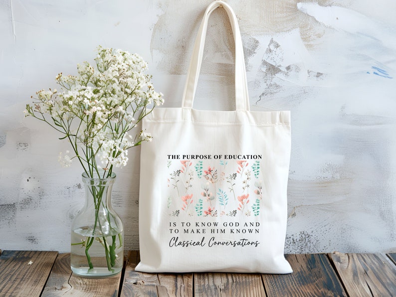 Floral Classical Conversations Christian Tote Bag, Religious gift Women Bags, CC Homeschool Totes, Boho Bible Verse Bag, Reusable Faith Bags, Spiritual Tote Bag, Religious Saying Bag, Christian Apparel, Jesus Canvas Tote, Eco Friendly Psalm Girl Bags