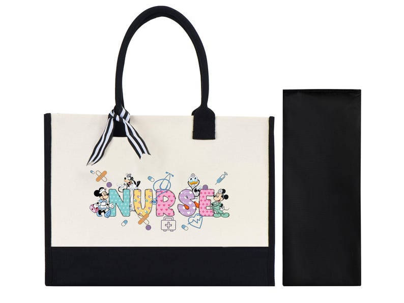 Disney Nurse Cornered Tote Bag,  Nurse's Day Bag, Nurse Bags, Nurse Graduation Gift, Nursing Totes, Best Nurse Gift, Mickey Nurse Bag, Nurse Week Bag, Nurse's Day Bag, Nursing Totes, Best Nurse Gift, Mickey Nurse Bag, Nurse Week Bag, Nurse's Day Bag, ER Nursing Tote, RN Nurse Girl Bag, ICU Nurse Bag, Nurse Anesthetist Tote, RN Canvas Bag, Nursing Lpn Cna Bag