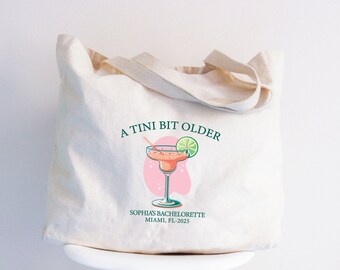 Personalized Bachelorette Party Canvas Tote Bag, Martini Design