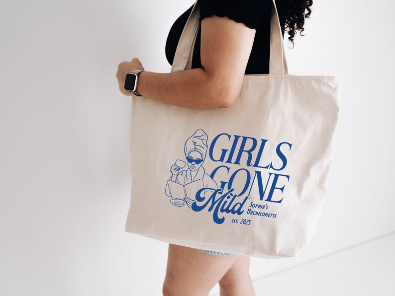 Girls Gone Mild Bachelorette Tote Bag, Bride Tote Bag, Bridal Shower Gift, Spa Bachelorette Tote, Personalized Spa Weekend Tote, Bridesmaids Gifts for Bachelorette, Custom Tote Bag, Personalized Tote, Wedding Welcome Bag, Engagement Bridesmaid Bag, Bride Bags, Canvas Tote Bag, Girls Trip Favor, Gift for Girls Trip, Gift for Bachelorette Weekend, Spa Bachelorette Party Favor