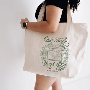Custom Book Club Tote Bag, Personalized Reading Club Gift, Bookworm Gift, Bookish Gift, Book Lover Bag, Booktok Merch, Booktrovert Tote Bag image 9