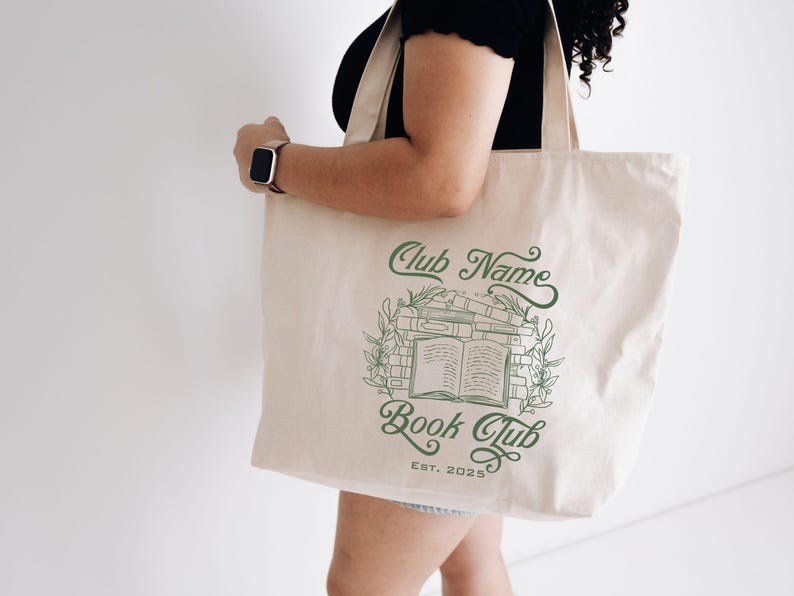Custom Book Club Tote Bag, Personalized Reading Club Gift, Bookworm Gift, Bookish Gift, Book Lover Bag, Booktok Merch, Booktrovert Tote Bag image 9