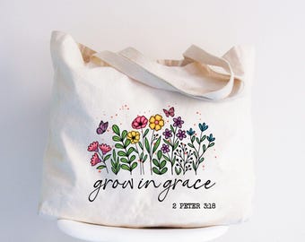 Floral Faith Tote Bag, Christian Scripture Gift