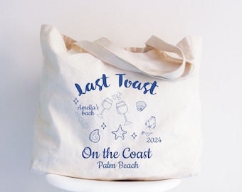 Custom "Last Toast on the Coast" Bachelorette Tote Bag