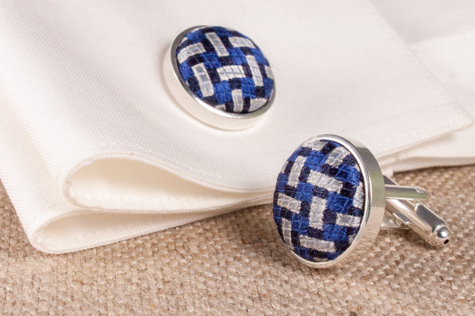 Classic Navy Blue Cufflinks Vintage Cufflinks Unisex Gift Etsy