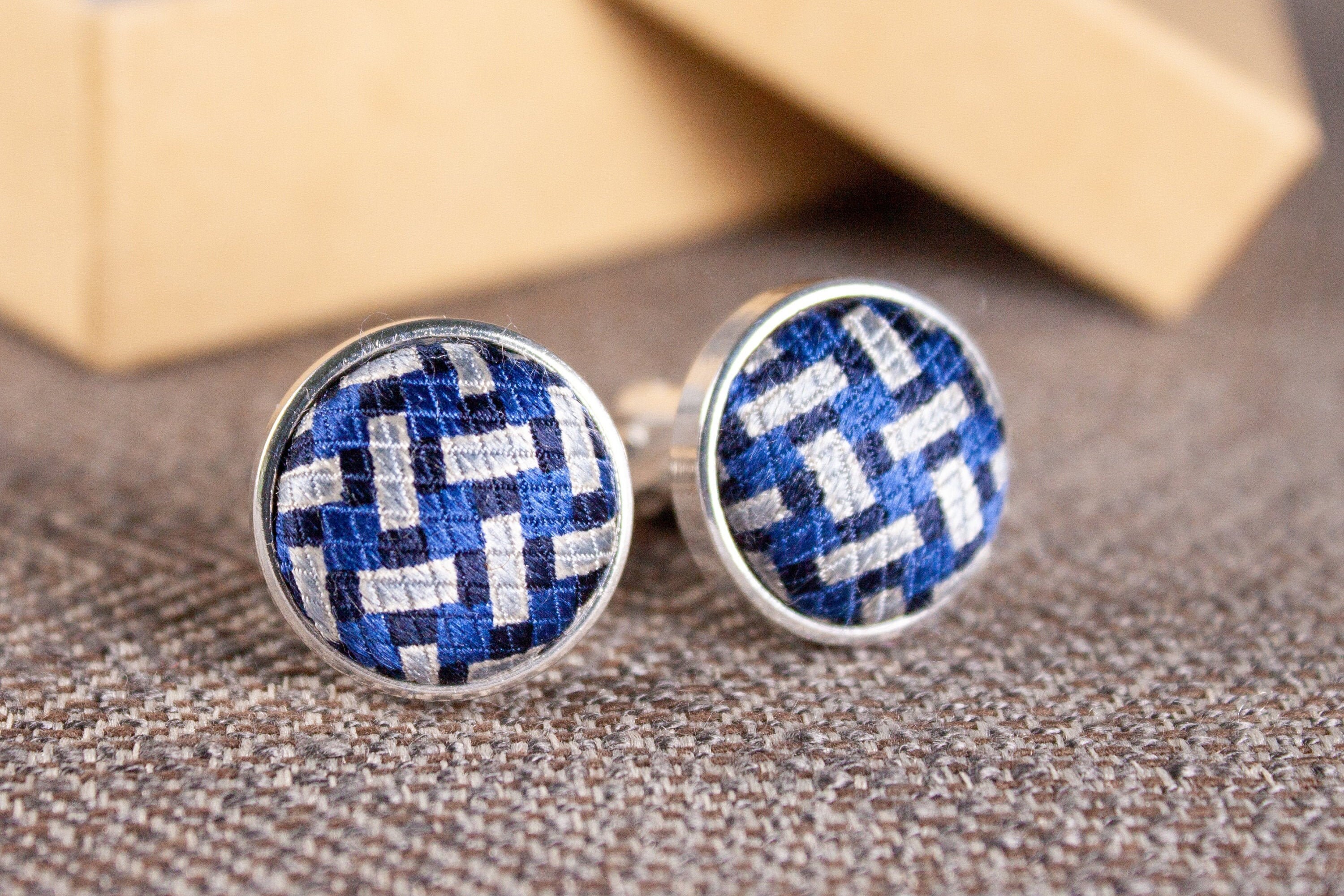 Classic Navy Blue Cufflinks Vintage Cufflinks Unisex Gift Birthday