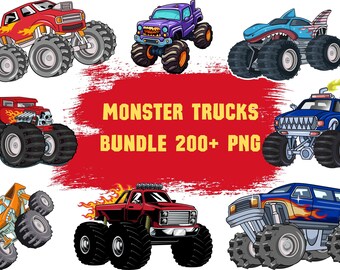 Monster Truck PNG Bundle | 200 Extreme Vehicle Designs for Sublimation
