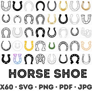 60 Horse Shoe SVG Bundle, Horse Shoe PNG Bundle, Horse Shoe Clipart, HorseShoe SVG Cut Files for Cricut, HorseShoe Silhouette, Horseshoe Svg