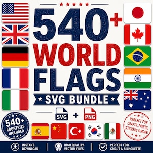 SVG-bundel met 540+ wereldvlaggen | Vierkante en rechthoekige ontwerpen met landvlaggen