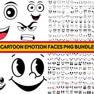 Cartoon Emotion Gesichter PNG Bundle, Kawaii Gesicht PNG, Süßes lustiges Gesicht PNG, Emoji Gesicht, Cartoon Gesicht Clipart, Comics Gesicht, 300 png, Silhouette