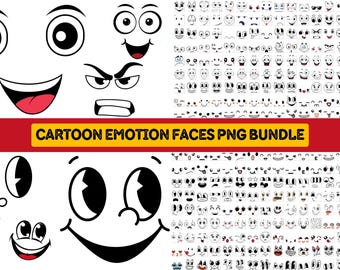 Cartoon Emotion Faces PNG Bundle, Kawaii Face PNG, Cute Funny Face PNG, Emoji face, cartoon face clipart, comics face, 300 png, silhouette