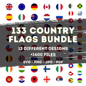 133 Country Flags Bundle 133 Circular Country Flags Icon Pack, Circular Flags SVG, Country Flags PNG Icons, Flags Clipart, Cricut Silhouette