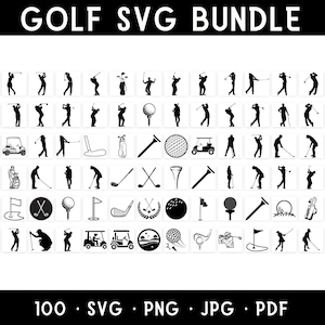 Golf SVG Bundle, Golf Club Silhouette Files, Sports Clipart, Golf Player Gift, Golf Ball SVG Designs Pack, Golf Lover Gift, Golf Clipart PNG