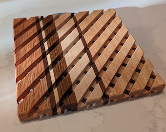 Hand made wooden lattice style trivet - version 2