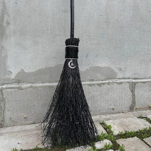 Black Natural Witch Broom, Halloween besom, Halloween Broom, Wedding Broom, Witch Broom Decor, Handmade Broom