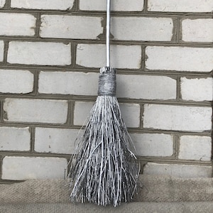 White and Silver Witch Broom, Wedding Broom, Jumping broom, Extra Large Broom, Besom, Halloween Broom,  Broomstick, Witches Broom