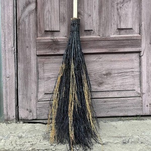 Yellow and Black Goji Broom, Besom, Lycium Broom, Natural Witch Broom, Wizard Broom, Halloween broom, Decorative Broom, Wedding Decor