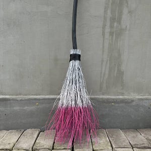 White And Pink Natural Witch Broom, Halloween Pagan broom besom, Halloween Broom, Wedding Broom, Home Decor