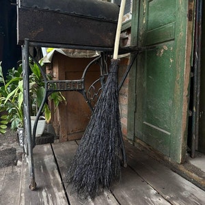 Black Natural Witch Broom, Halloween Pagan broom besom, Halloween Broom, Wedding Broom, Home Decor