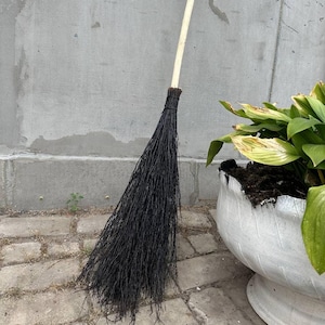 Black Natural Witch Broom, Halloween Pagan broom besom, Halloween Broom, Wedding Broom, Home Decor