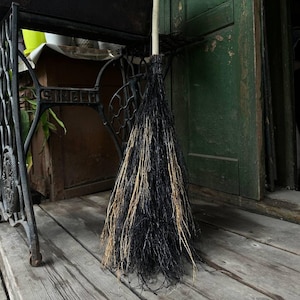 Yellow and Black Goji Broom, Besom, Lycium Broom, Natural Witch Broom, Wizard Broom, Halloween broom, Decorative Broom, Wedding Decor