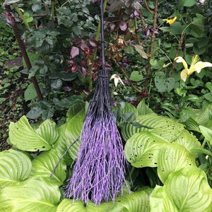 Black And Purple Natural Witch Broom, Halloween Pagan broom besom, Halloween Broom, Wedding Broom, Home Decor