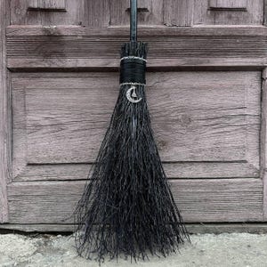 Black Natural Witch Broom, Halloween besom, Halloween Broom, Wedding Broom, Witch Broom Decor, Handmade Broom