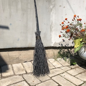 Black Natural Witch Broom, Halloween Pagan broom besom, Halloween Broom, Wedding Broom, Home Decor