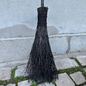 Black Witch Broom With Lace,  Halloween Pagan broom besom, Halloween Broom, Wedding Broom, Home Decor