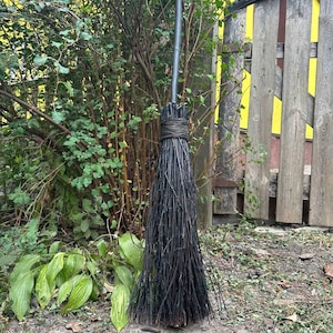 Black Natural Witch Broom, Halloween Pagan broom besom, Halloween Broom, Wedding Broom, Home Decor