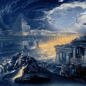 John Martin: Fall of Babylon (1831) Canvas Art/Cyrus the Great Defeated the Babylonian Army/Classic Poster Gift/Artwork for Walls/Art Prints