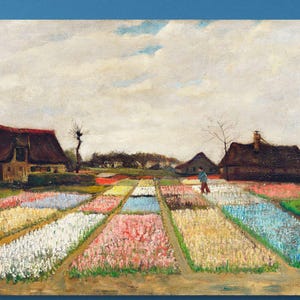 Vincent van Gogh: Flower Beds in Holland (1883) Canvas Art/Flower Garden Poster/Arwork Print/Colorful Painting/Wrapped or Framed Wall Art/3