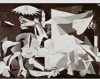 ピカソ（ゲルニカ、1937年）キャンバスアートプリント複製（12.4 x 28