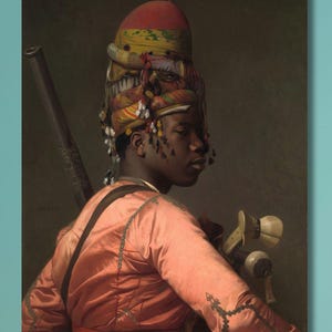 Jean Leon Gerome: Un Bashi-Bazouk Africano (1869) Lienzo para pared/Póster de exposición/Retrato al óleo/Decoración de pared de soldado otomano/1