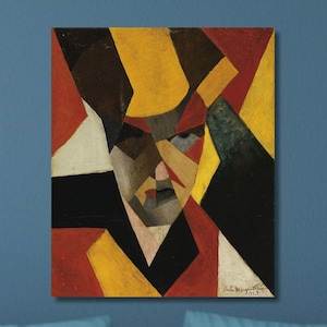 René Magritte: Autorretrato (1923) Arte em tela/Pintura de Magritte/Decoração de parede emoldurada ou embrulhada/Cartaz de arte moderna/Surrealismo/Arte de natureza morta/26