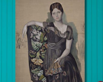 パブロ・ピカソ：肘掛け椅子に座るオルガの肖像（1917-18年