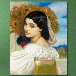 Frederic Leighton: Pavonia (1858) Portrait, Canvas Wall Art/Wrapped or Framed Wall Decor/Reproduction Painting/Pre Raphaelite Print Art Gift