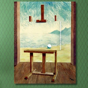 René Magritte: A Condição Humana (1945) Arte em tela/Pintura de Magritte/Decoração de parede embrulhada ou emoldurada/Cartaz de arte moderna/Presentes surrealistas/23