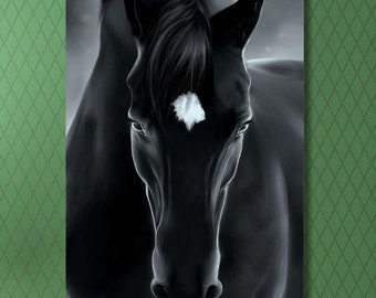 Black Horse Portrait Canvas Wall Art/Horse Canvas Wall Decor/Noble Horse Painting/Horse Poster/Animal Wall Decor/Horse Print Art/Horse Gift