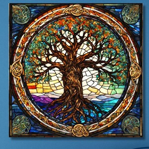 Árbol de la vida, lienzo grande, arte de pared, símbolo de la mitología nórdica, arte de pared listo para colgar, pintura de Yggdrasil, impresión del árbol de la vida, póster del árbol de la vida4
