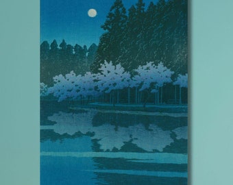 川瀬巴水作「二宮海岸の春月」プリントポスター - Etsy 日本