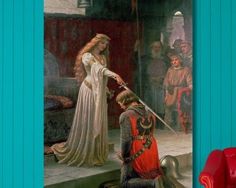 Edmund Blair Leighton: Accolade (1901) Canvas Wall Art/Pre Raphaelite Print/Knight Painting/Framed or Wrapped Vintage Wall Decor/Poster Gift