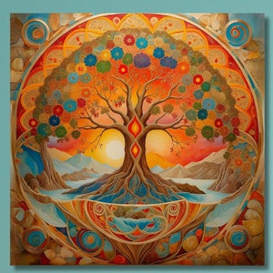 Tree Of Life Large Canvas Wall Art Norse Mythology Symbol Wall Art Ready To Hang Yggdrasil Painting Tree Of Life Print Tree Of Life Poster58