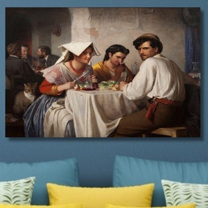 Carl Bloch : In a Roman Osteria (1866) Canvas/Bloch Painting/Wrapped or Framed Wall Decor/Vintage Print Art/Famous Wall Art/Famous Poster/1