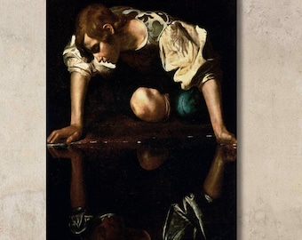 Caravaggio: Narcissus (1597-1599) Canvas Painting, Wall Artwork, Home Wall Decor, Art Poster Gift, High Quality Print, Baroque Master 1