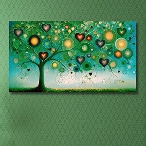 Tree of Life Canvas Wall Art, Tree of Life Wall Art, Green Tree Poster, Extra Large Poster, Modern Canvas Painting, Home Wall Decor Gift 93