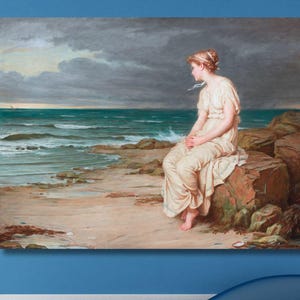John William Waterhouse: Miranda (1875) Canvas Wall Art/Reproduction Print/Vintage Wall Decor Gift/Pre Preraphaelite Art/Artwork Painting/9