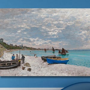 Claude Monet The Beach at Sainte-Adresse 1867 Canvas/Impressionist Coastal Scene/19th Century Seaside Art/Vintage French Ocean Wall Print/25