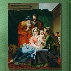 Joseph Paelinck: Belgian-The Holy Family (1820) Canvas Wall Art, Reproduction Art, Artwork Poster Gift, Rolled or Framed, High Quality Print